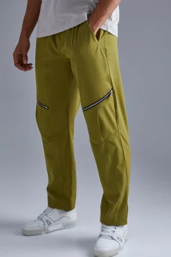 Elasticated Waist Straight Technical Stretch Panel Trouser | BoohooMAN UK