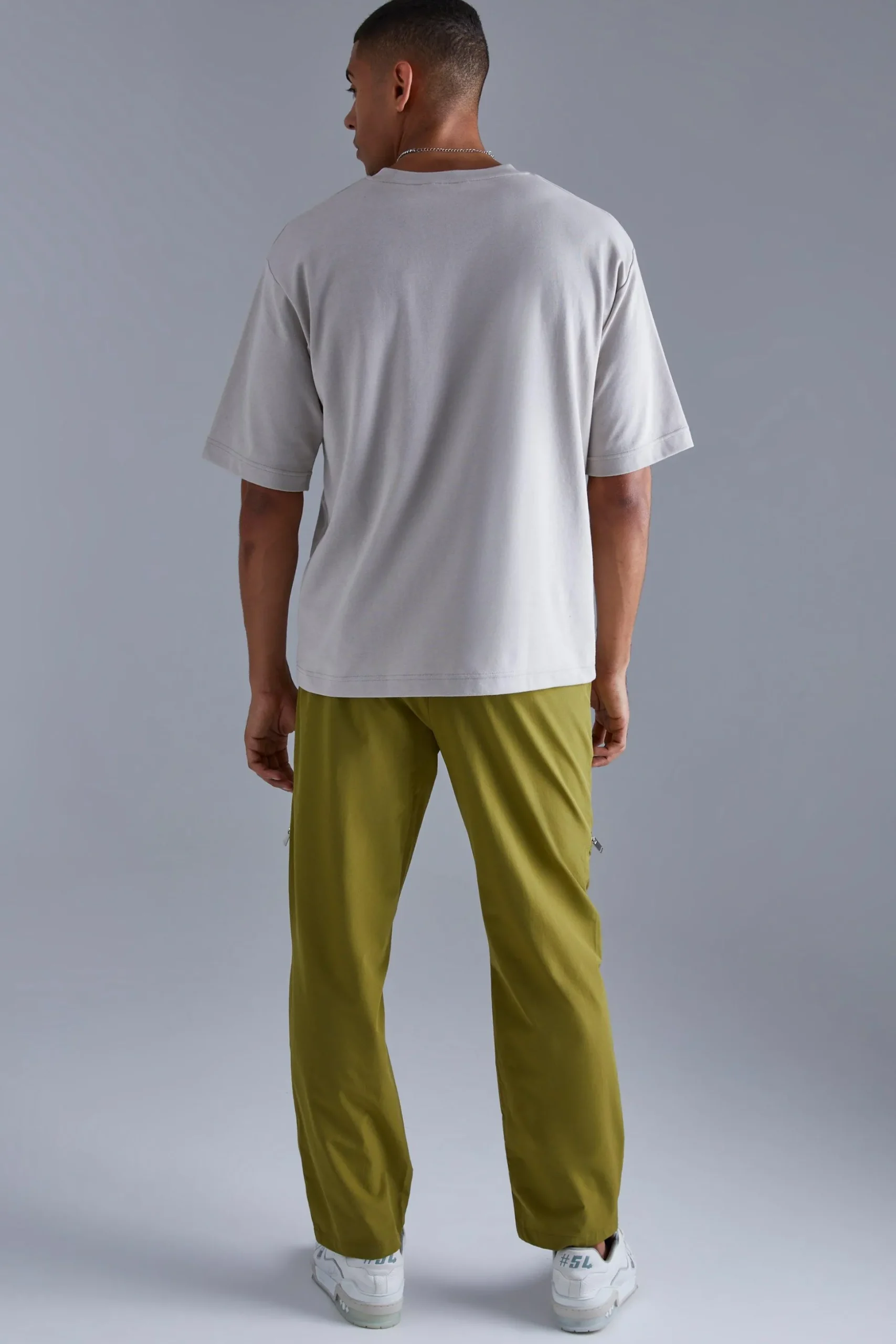 Elasticated Waist Straight Technical Stretch Panel Trouser | BoohooMAN UK