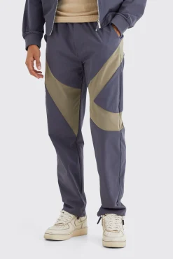 Elasticated Waist Straight Technical Stretch Panel Trouser | BoohooMAN UK