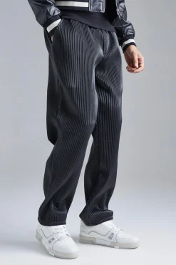 Elasticated Waist Straight Fit Pu Trousers | BoohooMAN UK