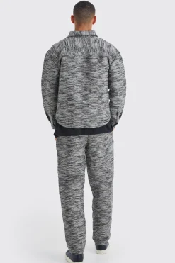 Elasticated Waist Straight Marble Jacquard Cargo Trouser | BoohooMAN UK