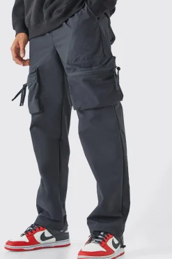 Elasticated Waist Straight Leg 3d Cargo Trousers | BoohooMAN UK