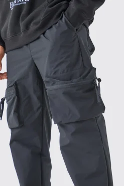 Elasticated Waist Straight Leg 3d Cargo Trousers | BoohooMAN UK