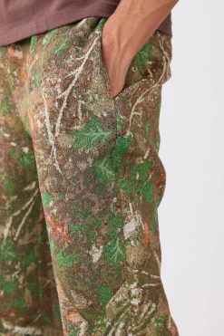 Elasticated Waist Straight Leg Camo Tapestry Trouser | BoohooMAN UK