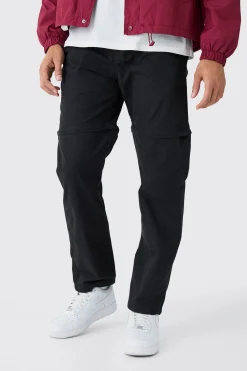 Elasticated Waist Straight Zip Off Trouser | BoohooMAN UK