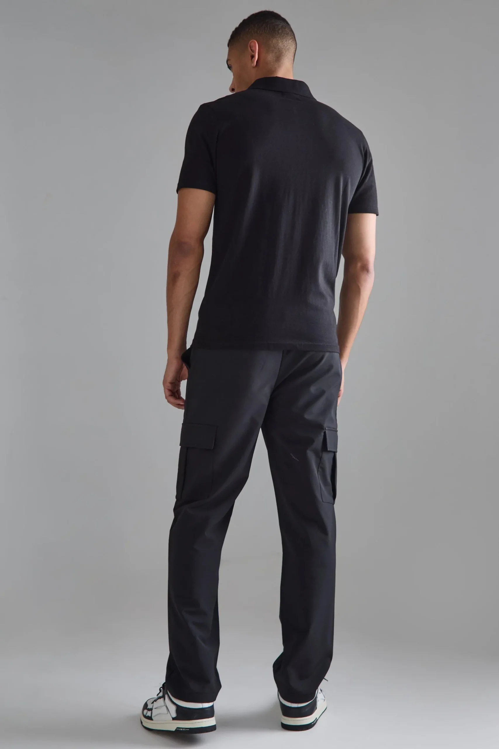 Elasticated Waist Straight Leg Cargo Smart Trousers | BoohooMAN UK