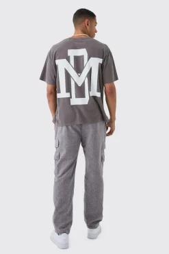 Elasticated Waist Straight Leg Heavy Slub Cargo Trousers | BoohooMAN UK