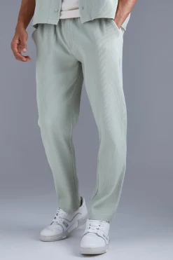 Elasticated Waist Tapered Fit Pleated Trouser | BoohooMAN UK