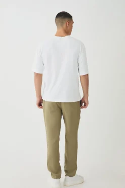 Elasticated Waist Tapered Pintuck Boucle Trousers | BoohooMAN UK