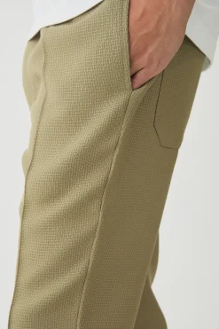 Elasticated Waist Tapered Pintuck Boucle Trousers | BoohooMAN UK