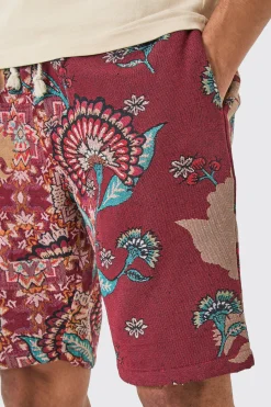 Elasticated Waist Tapestry Short Length Relaxed Short | BoohooMAN UK