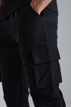 Elasticated Waist Technical Stretch Skinny Cargo Trouser | BoohooMAN UK
