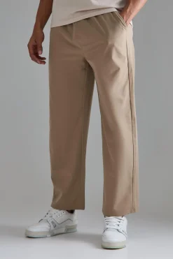 Elasticated Waist Technical Stretch Relaxed Cropped Trouser | BoohooMAN UK