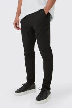 Elasticated Waist Technical Stretch Slim Trouser | BoohooMAN UK