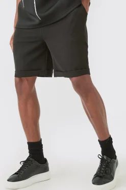 Elasticated Waist Turn Up Stretch Slim Fit Shorts | BoohooMAN UK
