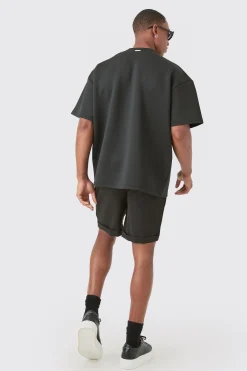Elasticated Waist Turn Up Stretch Slim Fit Shorts | BoohooMAN UK
