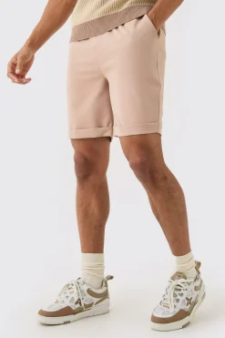 Elasticated Waist Turn Up Stretch Slim Fit Shorts | BoohooMAN UK