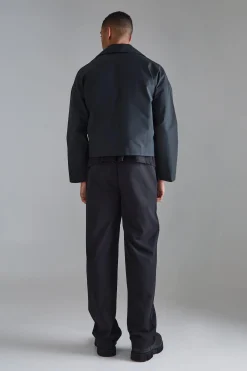 Elasticated Waist Wide Leg Smart Trousers | BoohooMAN UK