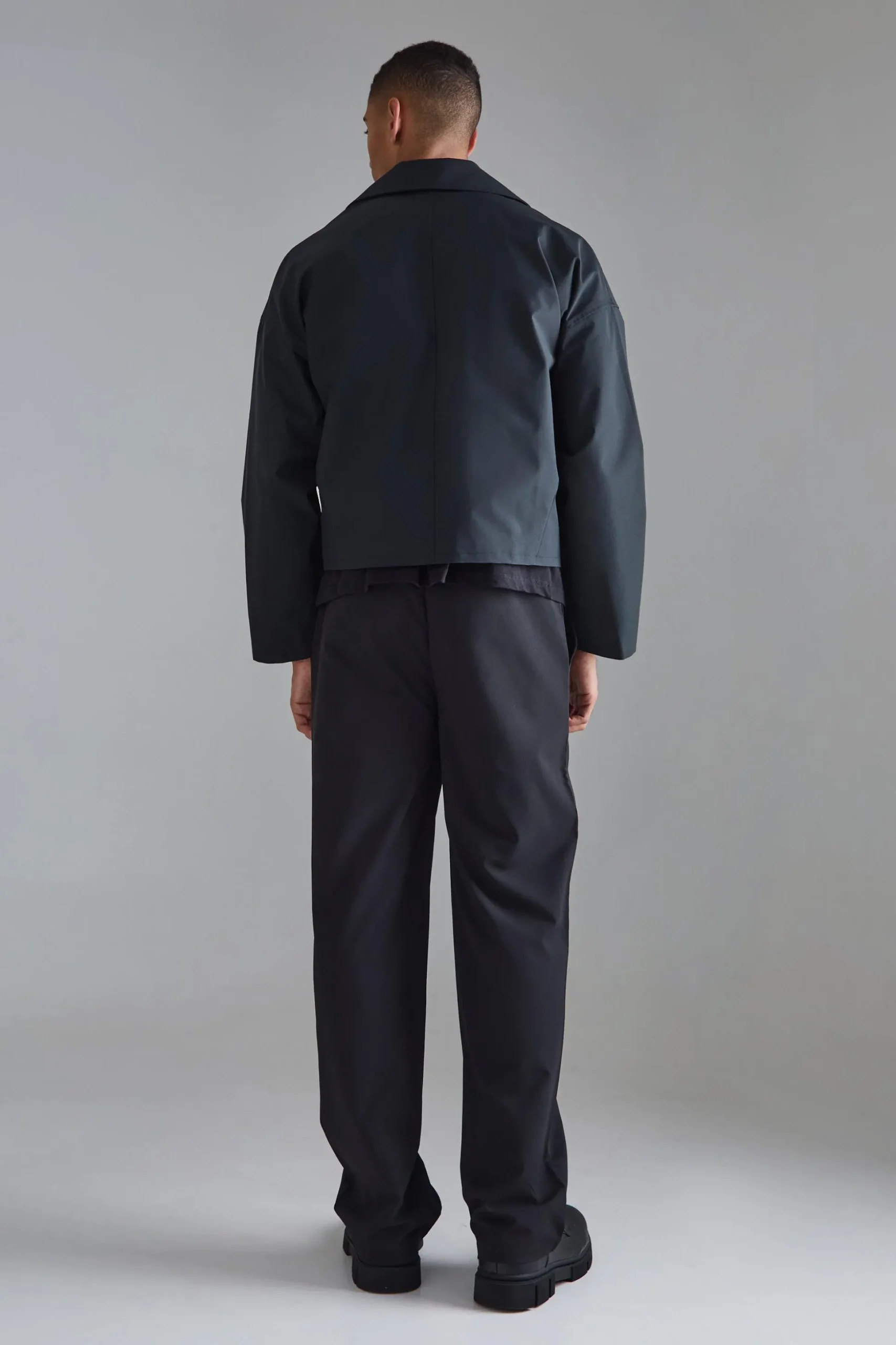 Elasticated Waist Wide Leg Smart Trousers | BoohooMAN UK
