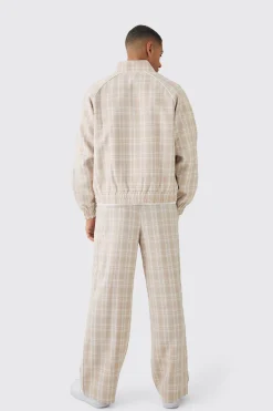 Elasticated Waist Wide Leg Checked Trousers | BoohooMAN UK
