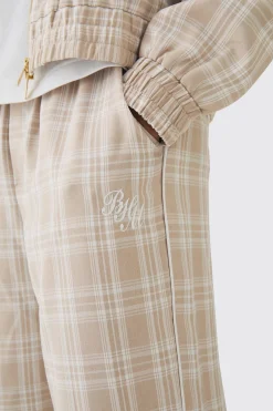Elasticated Waist Wide Leg Checked Trousers | BoohooMAN UK