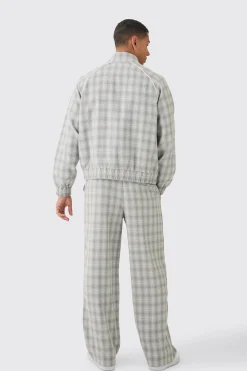 Elasticated Waist Wide Leg Checked Trousers | BoohooMAN UK