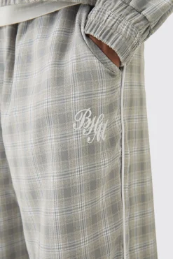 Elasticated Waist Wide Leg Checked Trousers | BoohooMAN UK