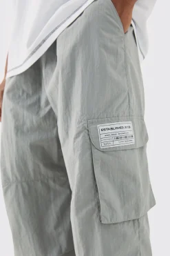 Elasticated Waist Woven Tab Parachute Pants | BoohooMAN UK