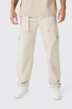 Elasticated Waist Zip Hem Flared Parachute Cargo Trousers | BoohooMAN UK