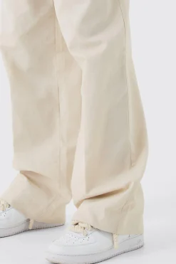 Elasticated Waistband Linen Blend Wide Leg Trousers | BoohooMAN UK