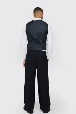 Elasticated Waistband Linen Blend Wide Leg Trousers | BoohooMAN UK