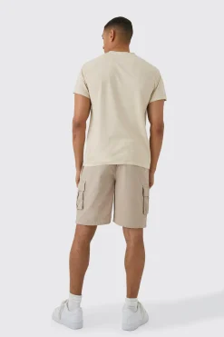 Elasticated Waistband Ripstop Relaxed Cargo Short | BoohooMAN UK