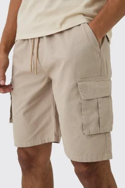 Elasticated Waistband Ripstop Relaxed Cargo Short | BoohooMAN UK