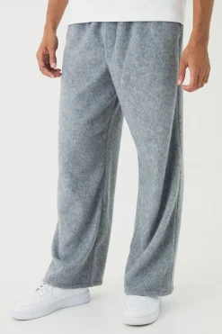 Elasticated Wide Leg Brushed Melton Trousers | BoohooMAN UK