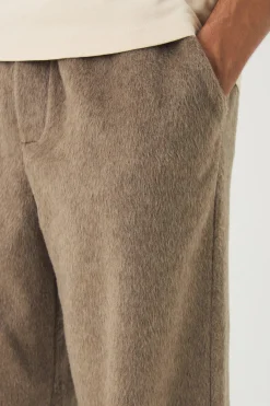 Elasticated Wide Leg Brushed Melton Trousers | BoohooMAN UK