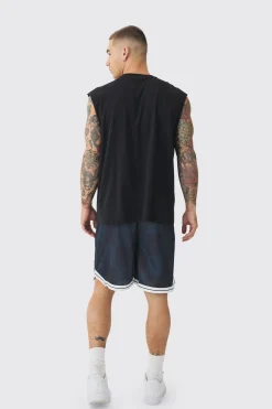 Embroidered Pique Mid Length Basketball Shorts | BoohooMAN UK