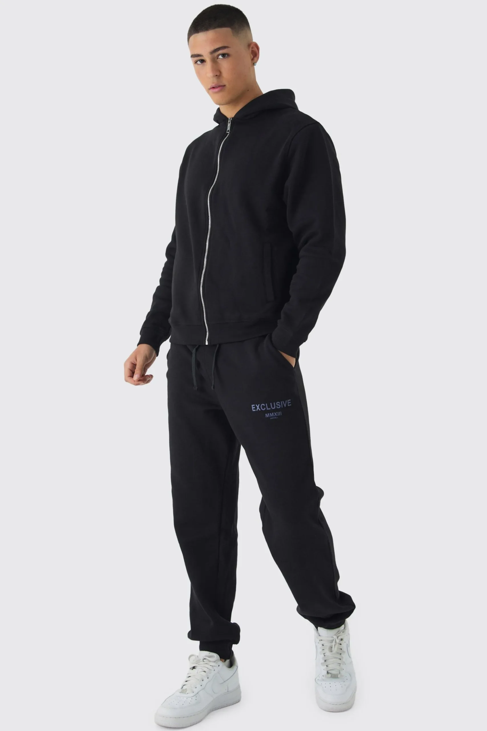 Exclusive Highbuild Print Zip Through Hooded Tracksuit | BoohooMAN UK