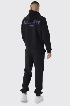Exclusive Highbuild Print Zip Through Hooded Tracksuit | BoohooMAN UK
