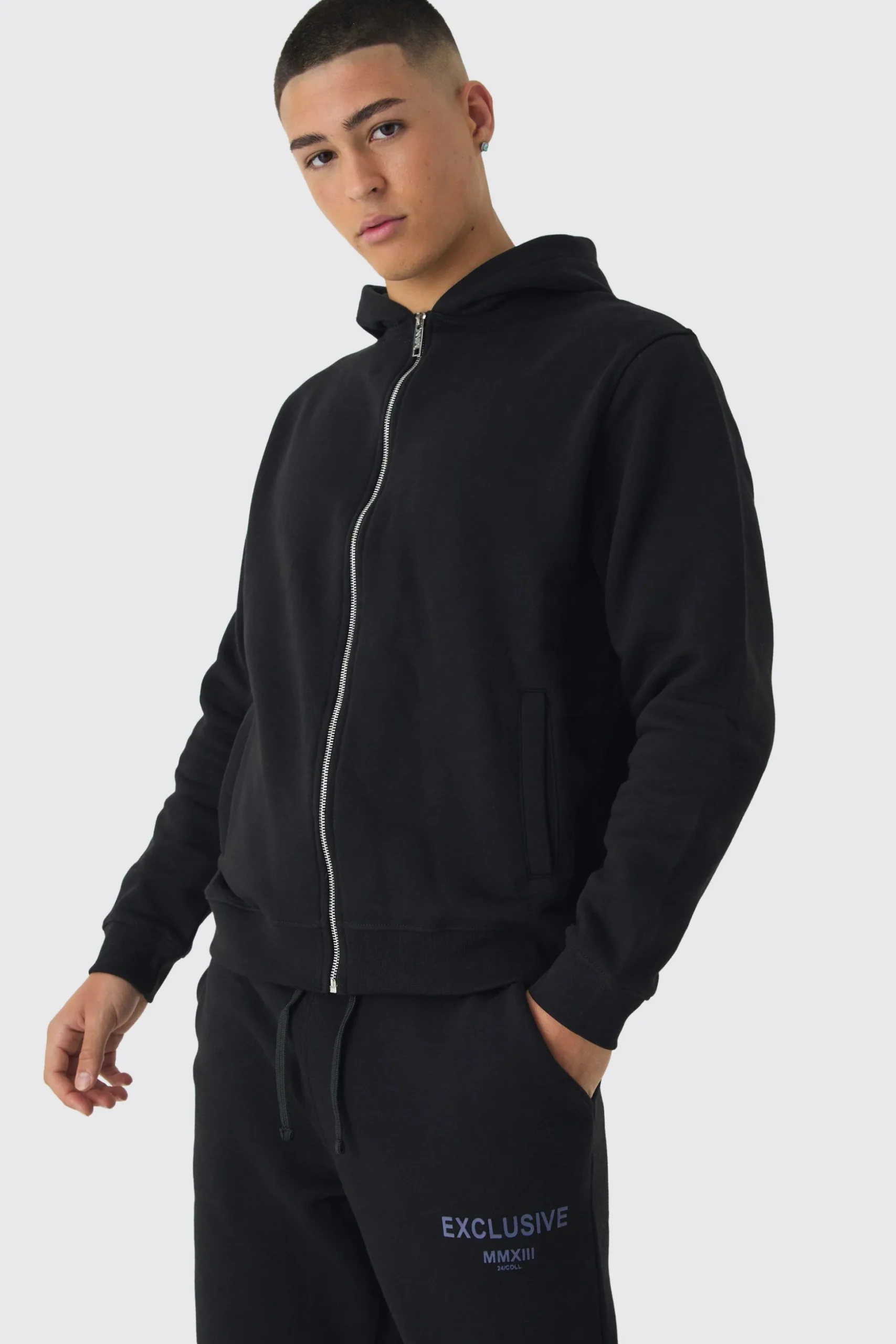 Exclusive Highbuild Print Zip Through Hooded Tracksuit | BoohooMAN UK