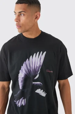 Extended Neck Dove Graphic T-shirt | BoohooMAN UK