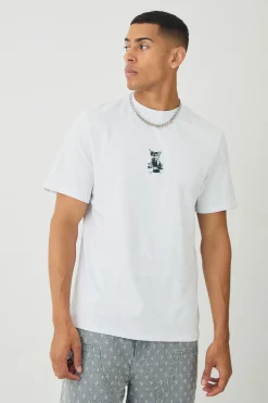 Extended Neck Metallic Bear T-shirt | BoohooMAN UK