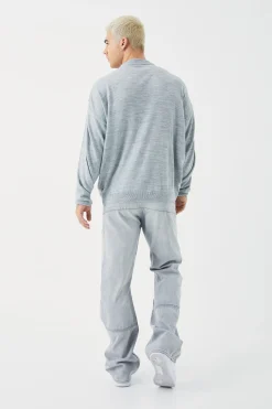 Extended Neck Monogram Knitted Jumper | BoohooMAN UK