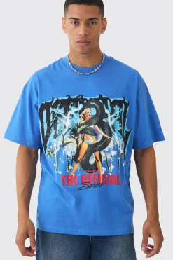 Extended Neck Official Print T-shirt | BoohooMAN UK