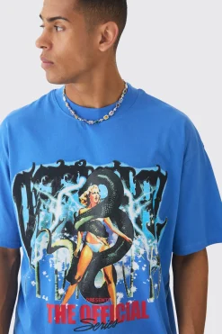 Extended Neck Official Print T-shirt | BoohooMAN UK