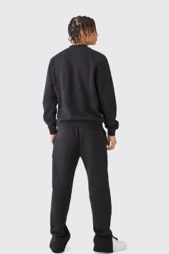Extended Neck Split Hem Sweatshirt Tracksuit | BoohooMAN UK