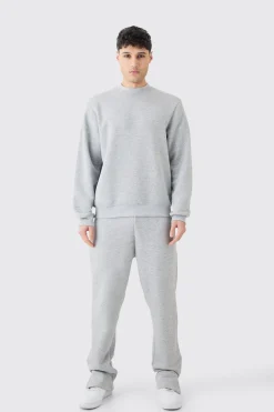 Extended Neck Split Hem Sweatshirt Tracksuit | BoohooMAN UK