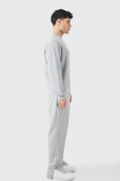 Extended Neck Split Hem Sweatshirt Tracksuit | BoohooMAN UK