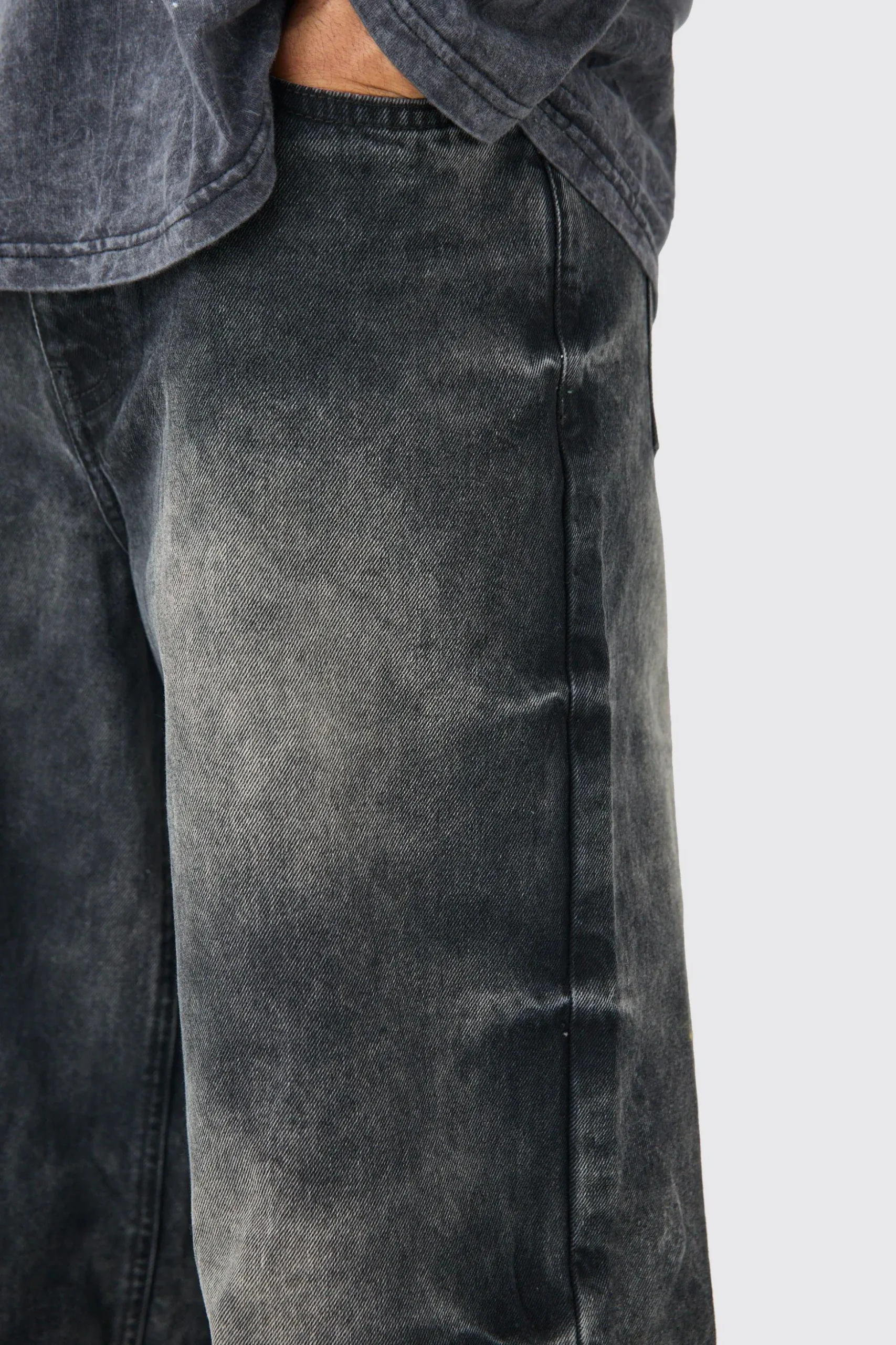 Extreme Baggy Acid Wash Jeans In Washed Black | BoohooMAN UK