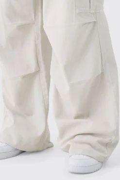 Extreme Baggy Fit Cargo Trousers In Ecru | BoohooMAN UK