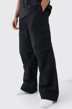Extreme Baggy Fit Cargo Trousers In Black | BoohooMAN UK